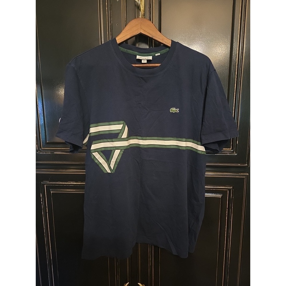 Vintage Lacoste XL  Regular Fit Blue Tshirt With Design, Preppy, Summer
